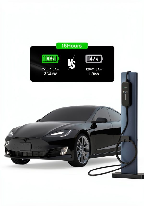 Tesla Charger EVGRNMANFOR 25FT Cable Dual LED-4