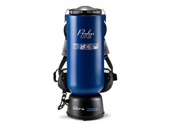 Prolux 10 Quart Blue Commercial Backpack Vacuum, HEPA Filter, Commercial and Residential Use, 50-Foot Power Cord, Crevice Tool, Duster Brush, Adjustable Straps, for All Surfaces, 150 CFM-7