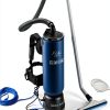 Prolux 10 Quart Blue Commercial Backpack Vacuum, HEPA Filter, Commercial and Residential Use, 50-Foot Power Cord, Crevice Tool, Duster Brush, Adjustable Straps, for All Surfaces, 150 CFM-0