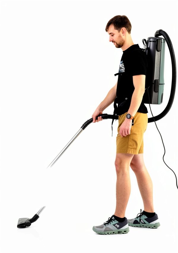 Commercial Lightweight Backpack Bagged Vacuum Cleaner, for Carpet and Hard Floors, 22-Foot Cord, by Rhino-3
